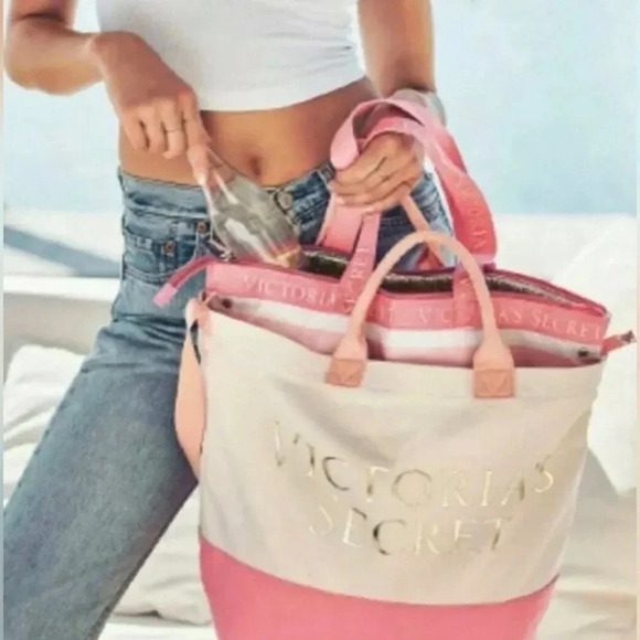 Victoria’s Secret 2 in 1 Insulated Tote Cooler Beach Bag - Picture 2 of 8